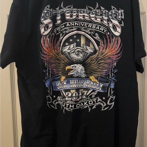 Sturgis Motorcycle RallyT-Shirt Black 77th 2017 Black Hills Rally Men’s size XL - Picture 3 of 5